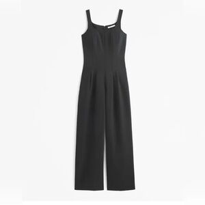 Abercrombie Square Neck Seamed Waist Black Jumpsuit